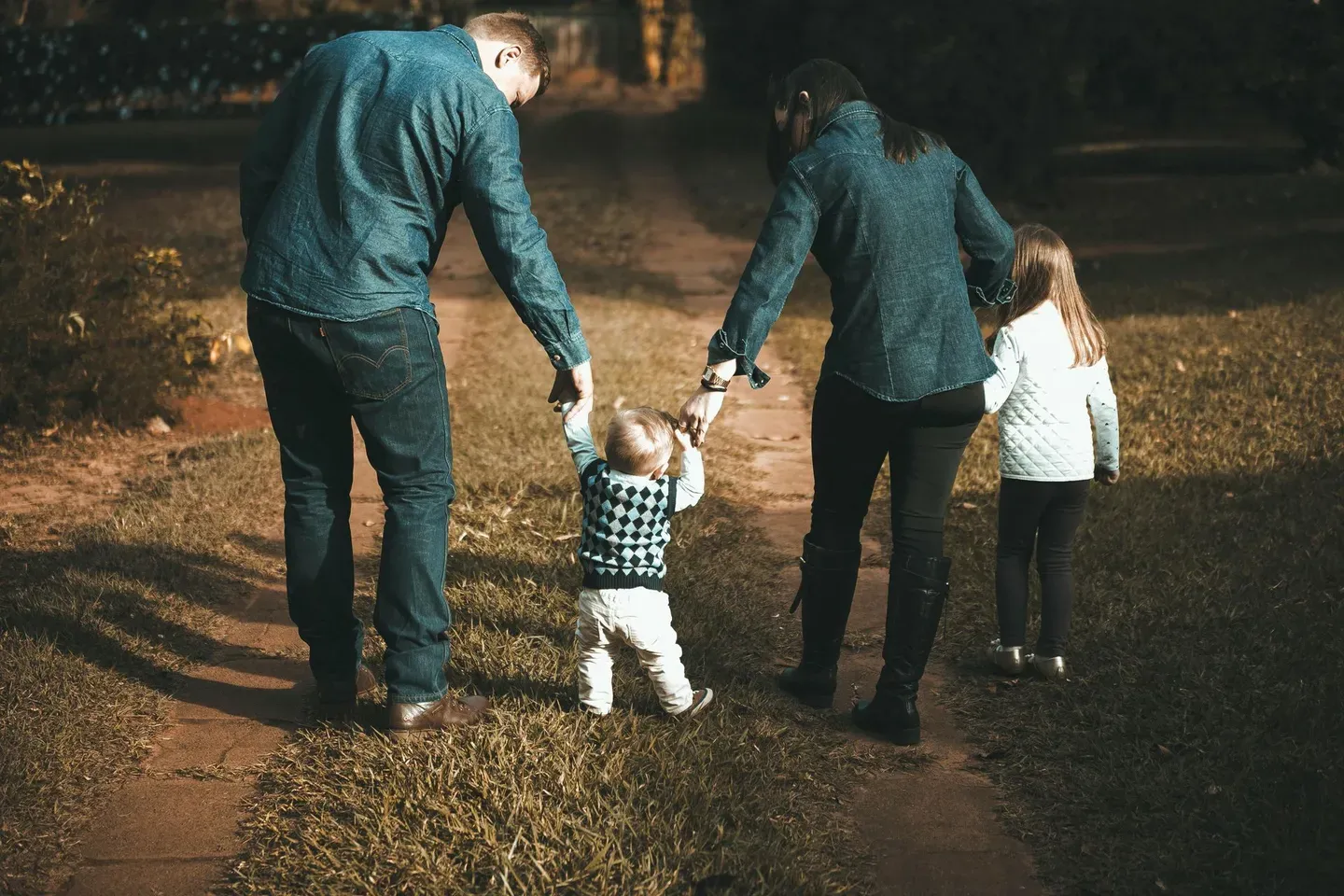 Family walking together outdoors