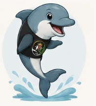 Joy the Dolphin, a friendly illustrated mascot