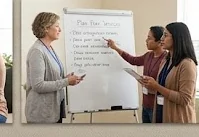 Peer workers participate in a structured learning conversation