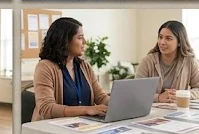 A peer worker and participant meet for a focused conversation