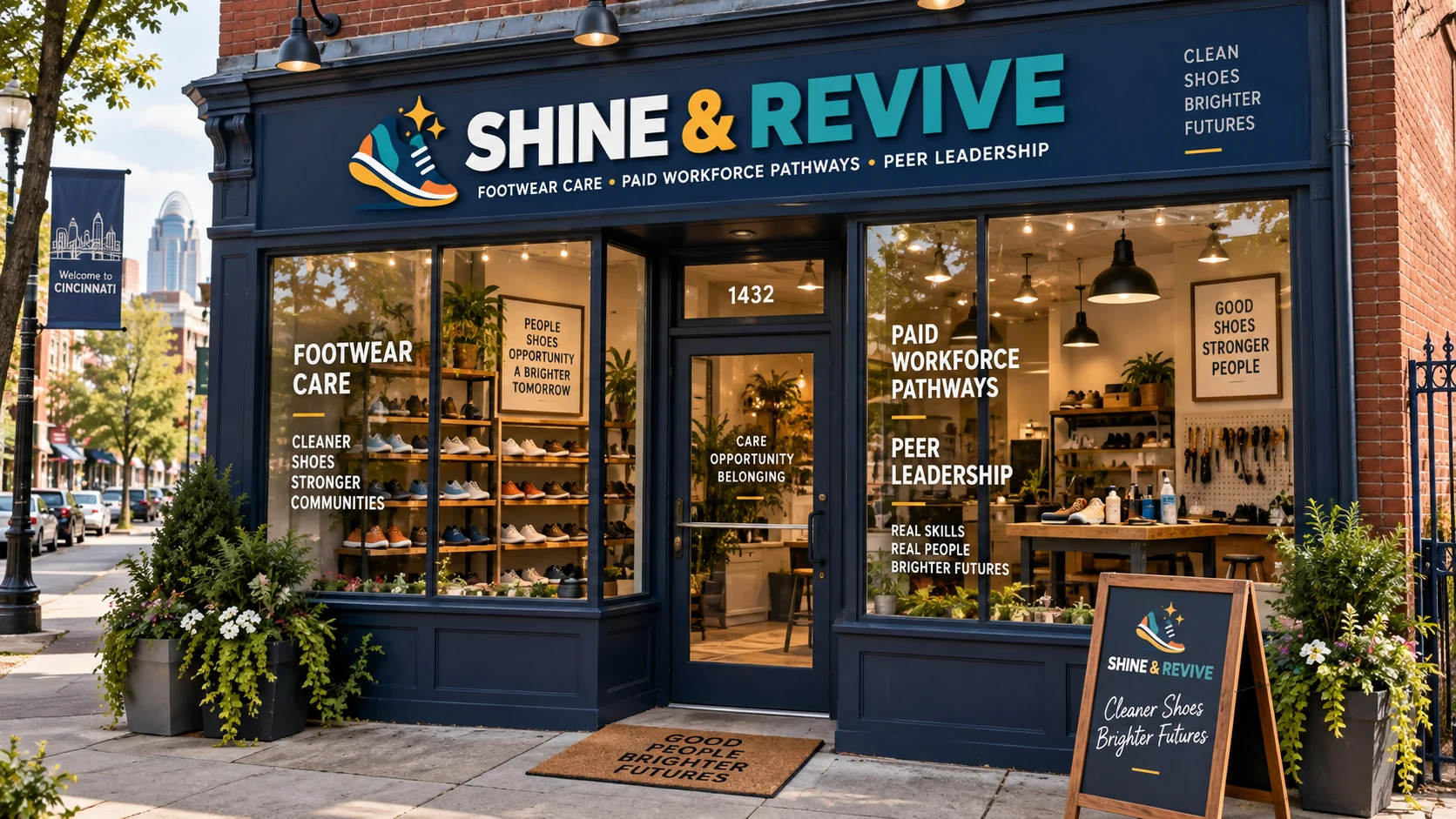 Concept visualization of a proposed Shine and Revive neighborhood storefront.